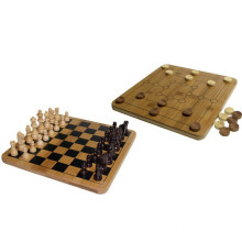 Bambus Chinesisch Outdoor Schach Set + Neun Männer Morris + Checkers Brettspiele Set